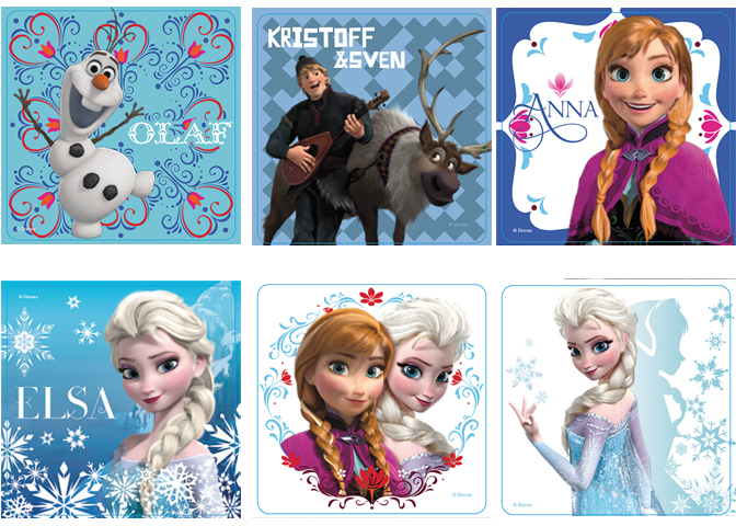 thumbnail image 2 of Personalised Frozen Party Bag Stickers – 45mm Round Sweet Bag Seals, Custom Name, Blue 2 of 6