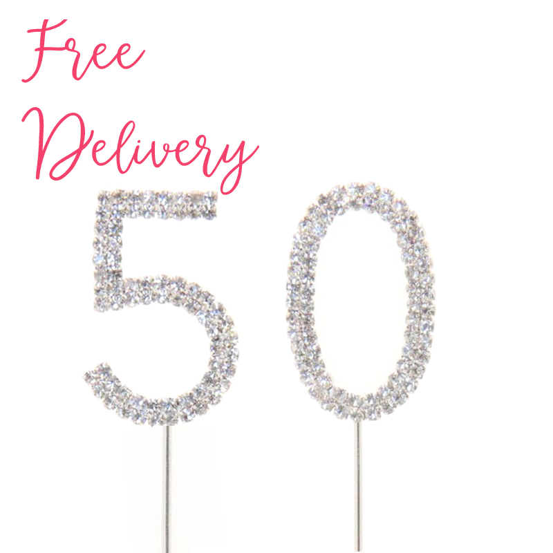 No. 5 and 0 Birthday Anniversary Diamante Cake Topper Decoration Pick