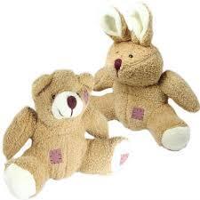 Plush teddy bear and rabbit