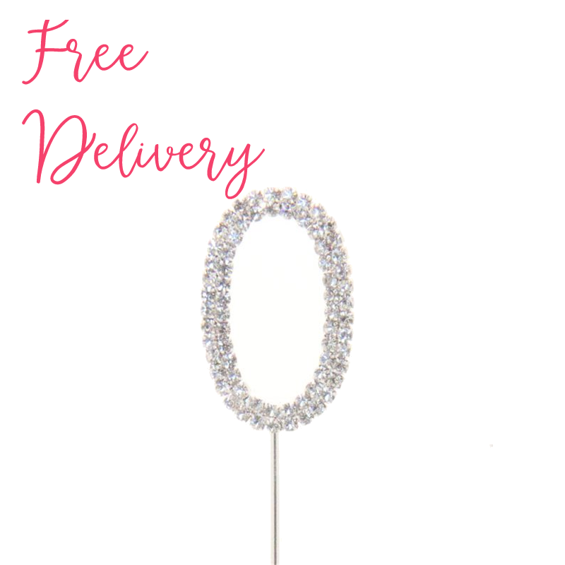 No. 0 Birthday Diamante Cake Topper Decoration Pick
