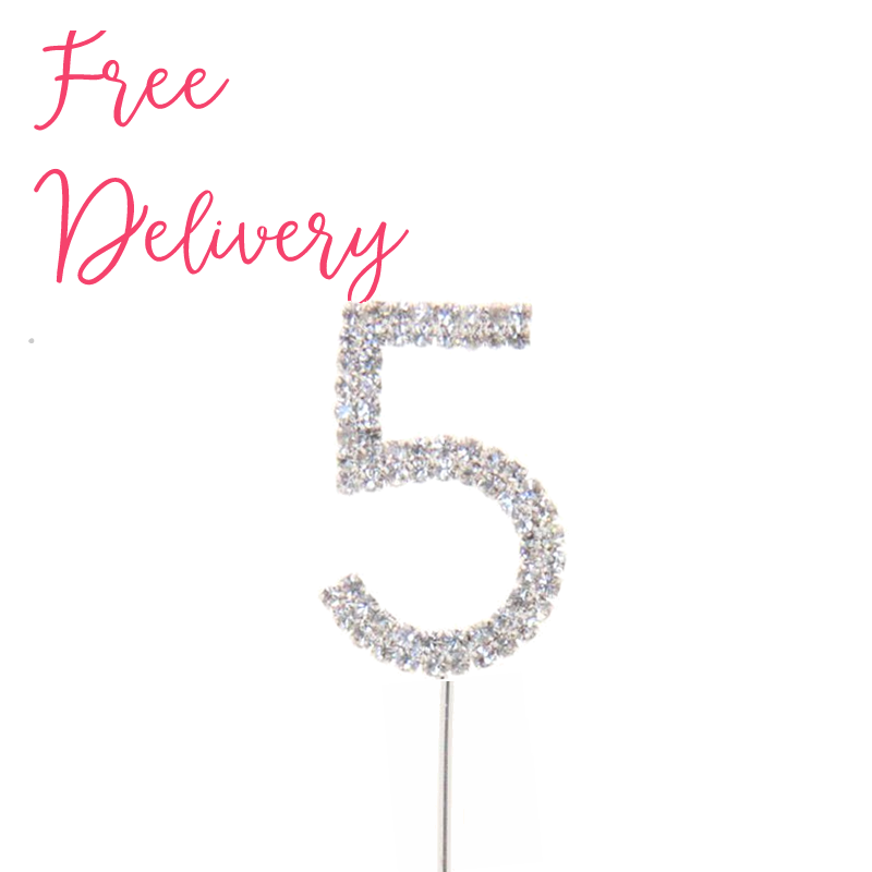 No. 5 Birthday Anniversary Diamante Cake Topper Decoration Pick